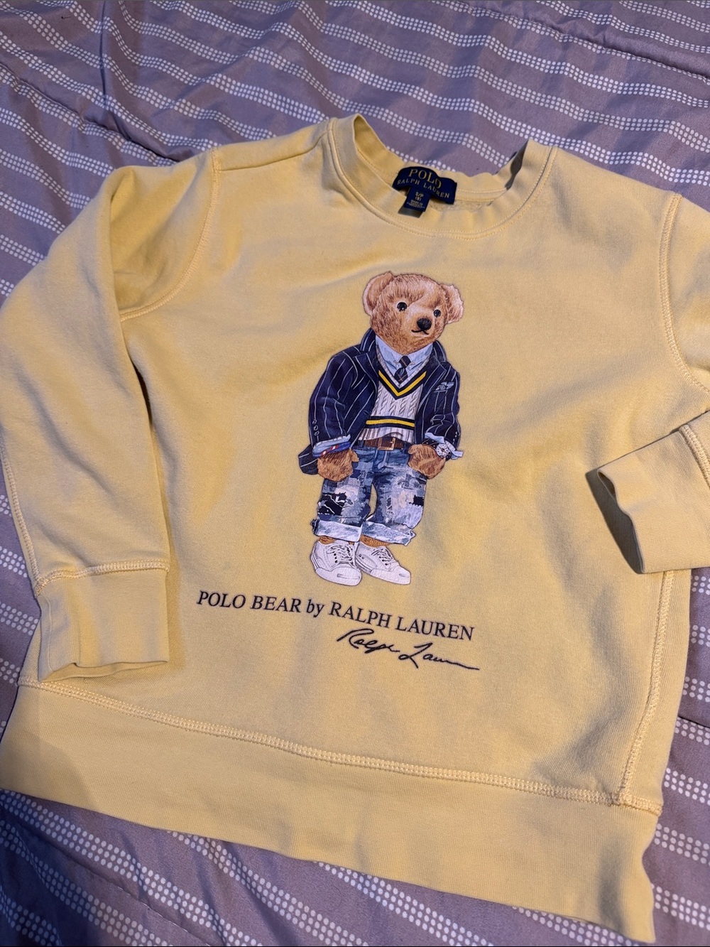 Ralph Lauren Yellow Polo Bear Crewneck Sweatshirt for Kids